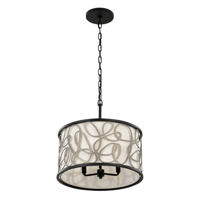 Varaluz 381P03MBAR Three Light Pendant, Matte Black/Artifact