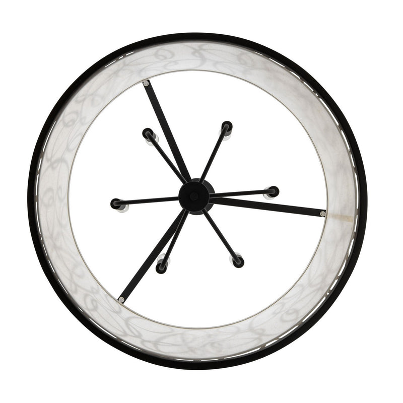 Varaluz 381P06MBAR Six Light Pendant, Matte Black/Artifact