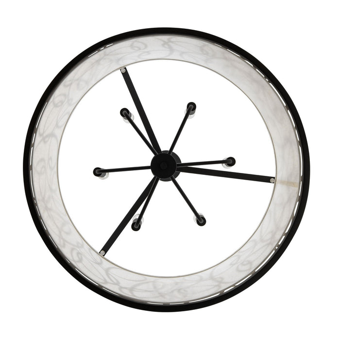 Varaluz 381P06MBAR Six Light Pendant, Matte Black/Artifact