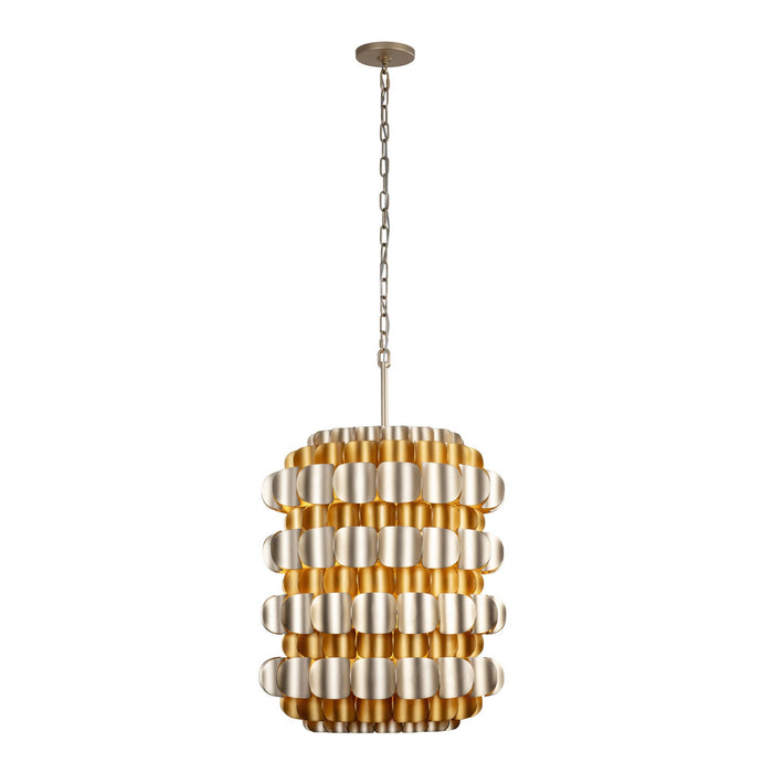 Varaluz 382F06AGGD Six Light Foyer Pendant, Antique Gold/Gold Dust
