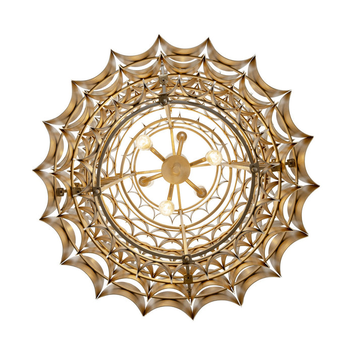 Varaluz 382F06AGGD Six Light Foyer Pendant, Antique Gold/Gold Dust