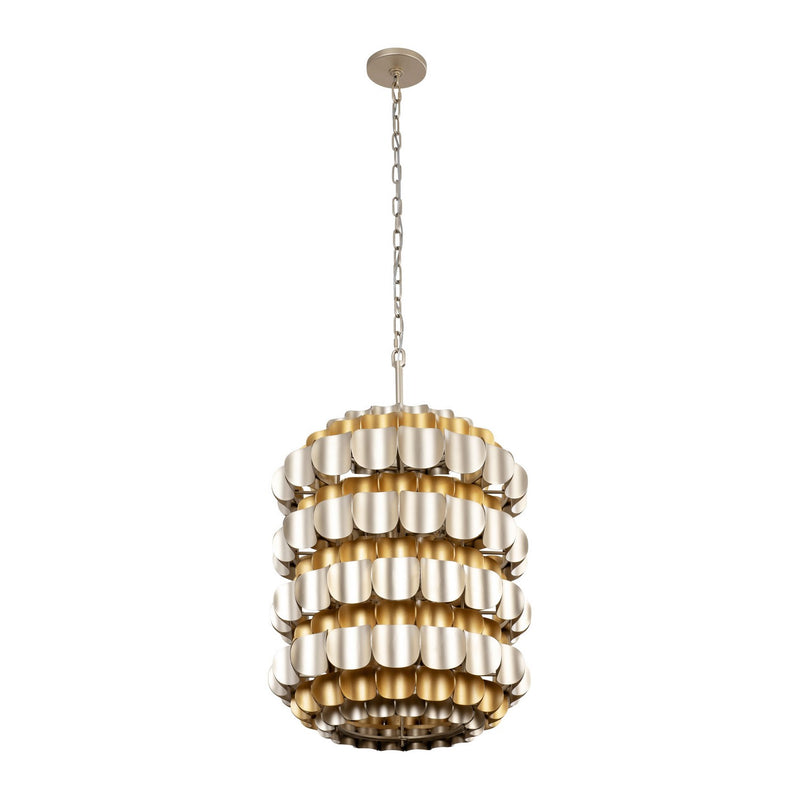 Varaluz 382F06AGGD Six Light Foyer Pendant, Antique Gold/Gold Dust