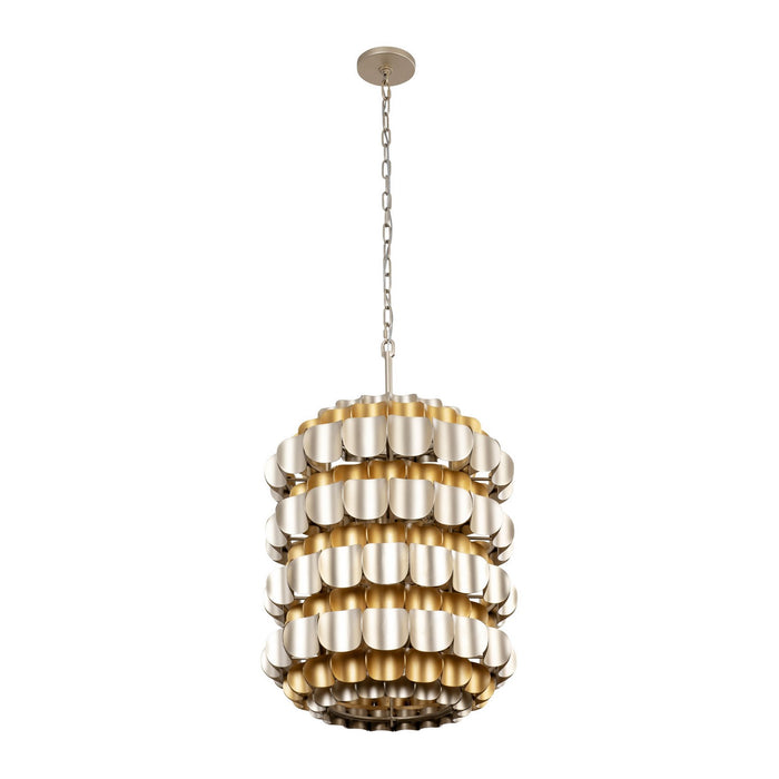Varaluz 382F06AGGD Six Light Foyer Pendant, Antique Gold/Gold Dust