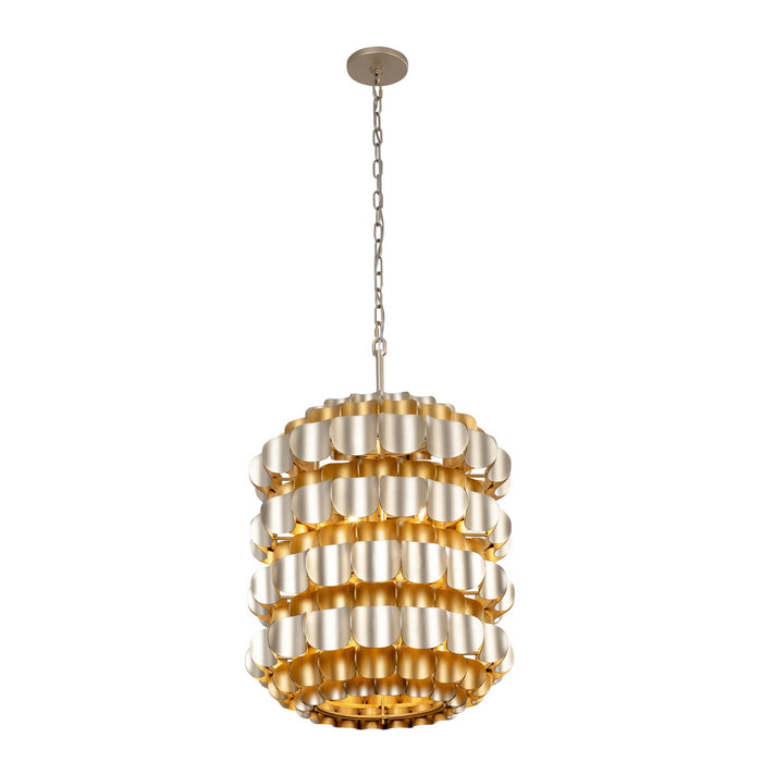 Varaluz 382F06AGGD Six Light Foyer Pendant, Antique Gold/Gold Dust