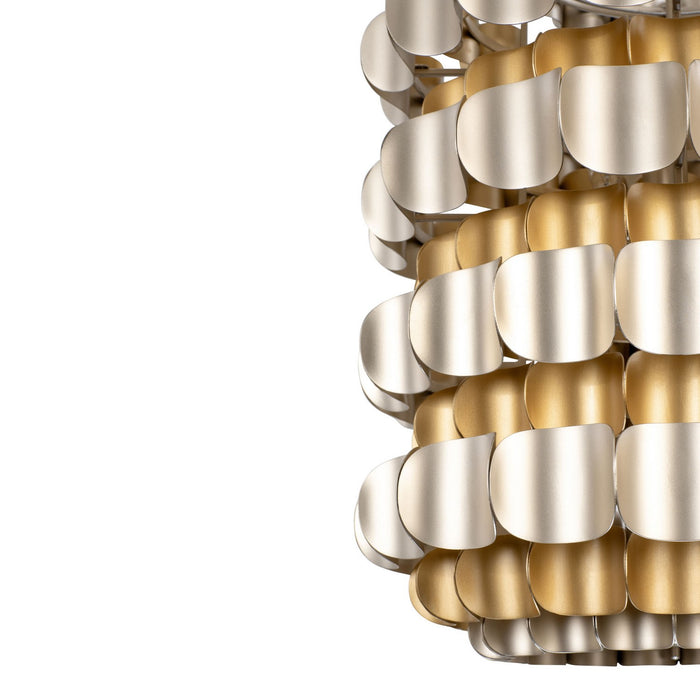 Varaluz 382F06AGGD Six Light Foyer Pendant, Antique Gold/Gold Dust