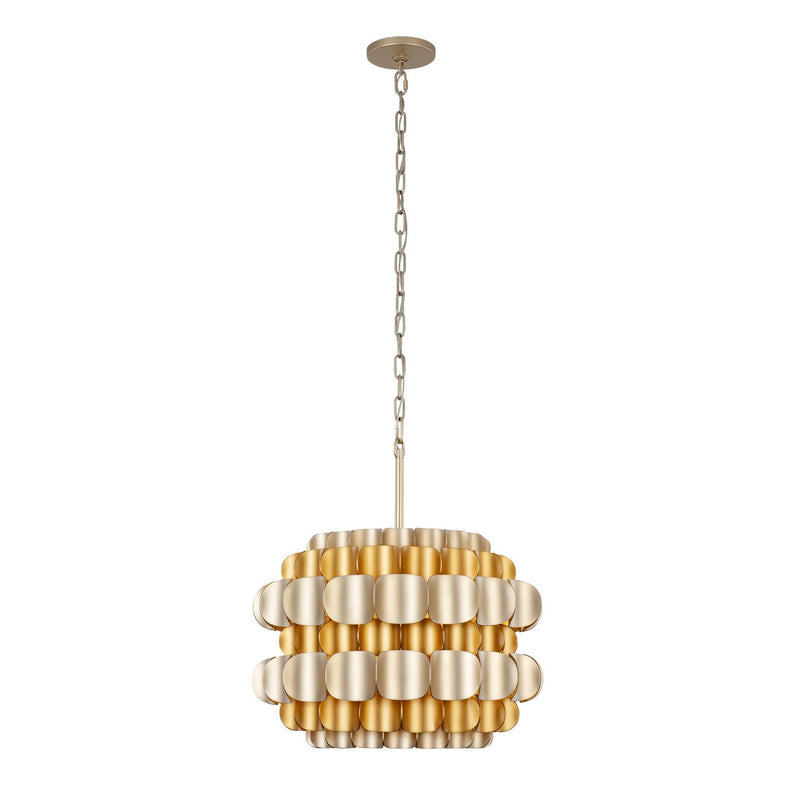 Varaluz 382P03AGGD Three Light Pendant, Antique Gold/Gold Dust
