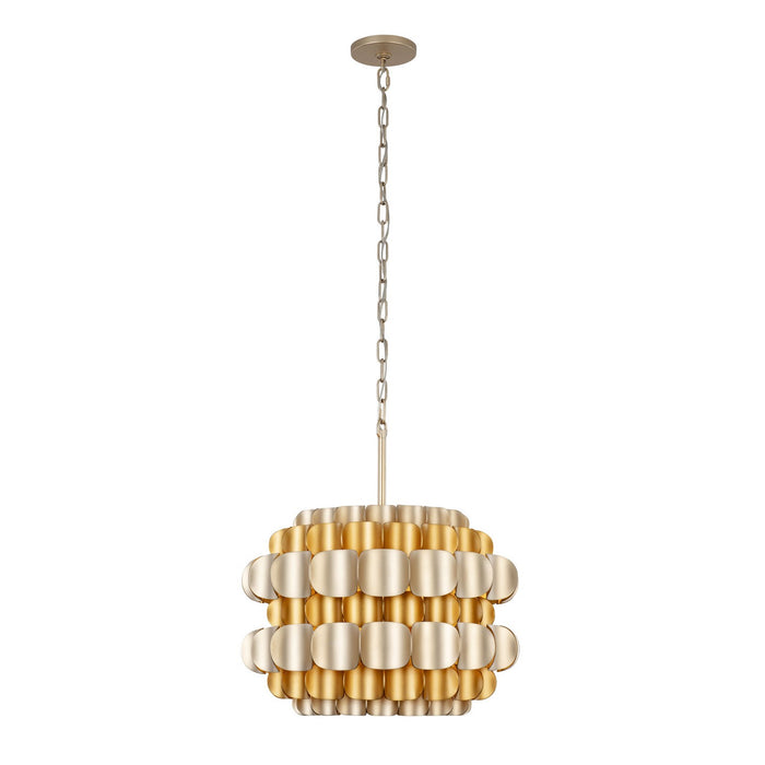 Varaluz 382P03AGGD Three Light Pendant, Antique Gold/Gold Dust