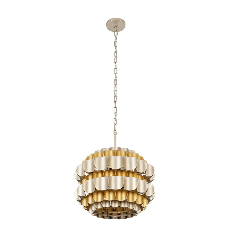 Varaluz 382P03AGGD Three Light Pendant, Antique Gold/Gold Dust