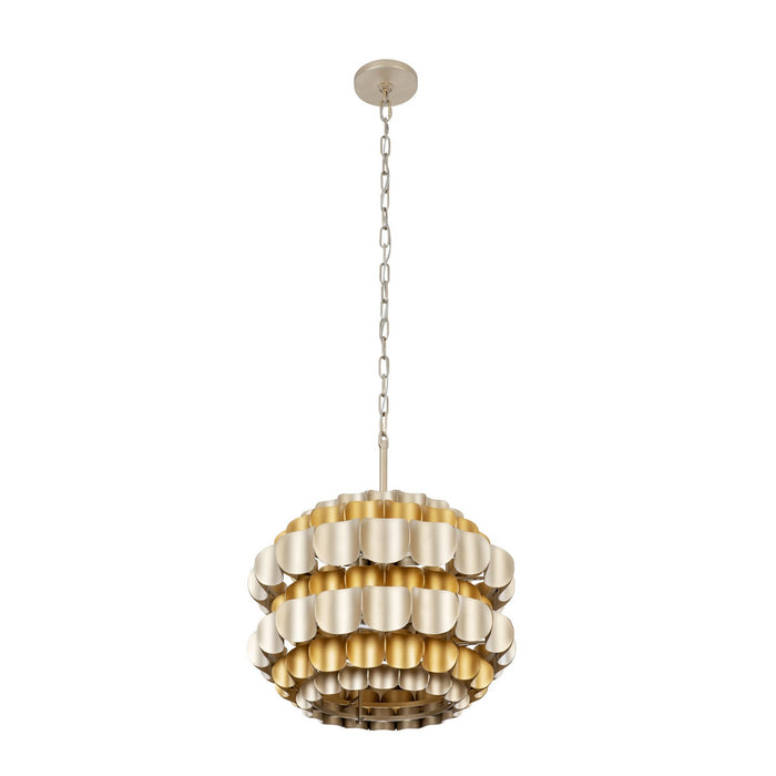 Varaluz 382P03AGGD Three Light Pendant, Antique Gold/Gold Dust