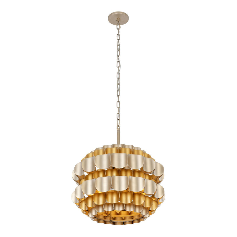 Varaluz 382P03AGGD Three Light Pendant, Antique Gold/Gold Dust