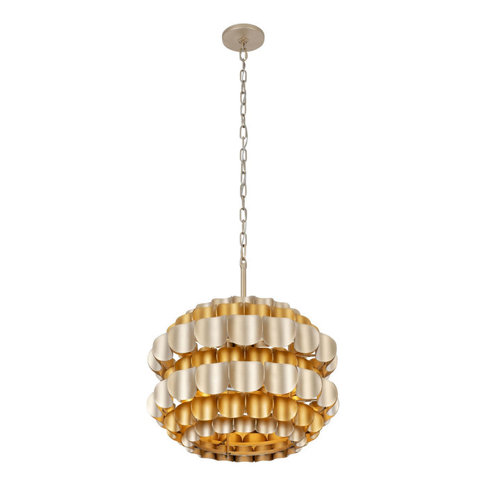 Varaluz 382P03AGGD Three Light Pendant, Antique Gold/Gold Dust