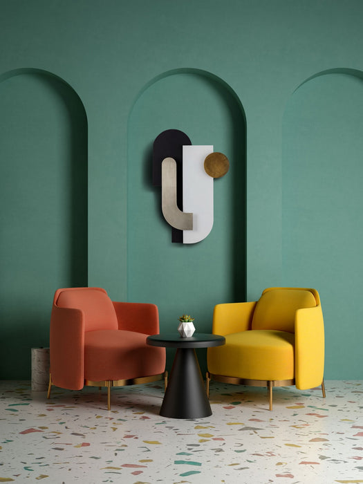 Varaluz 425WA90 Wall Art, Matte Black / Matte White / Silver and Gold Leaf