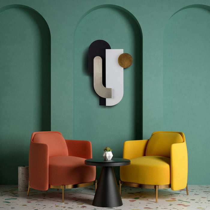 Varaluz 425WA90 Wall Art, Matte Black / Matte White / Silver and Gold Leaf