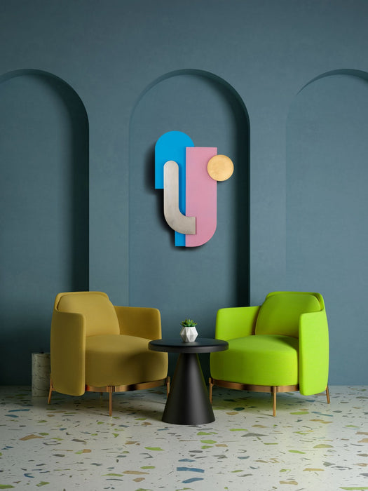 Varaluz 425WA91 Wall Art, Blue / Pink / Silver and Gold Leaf