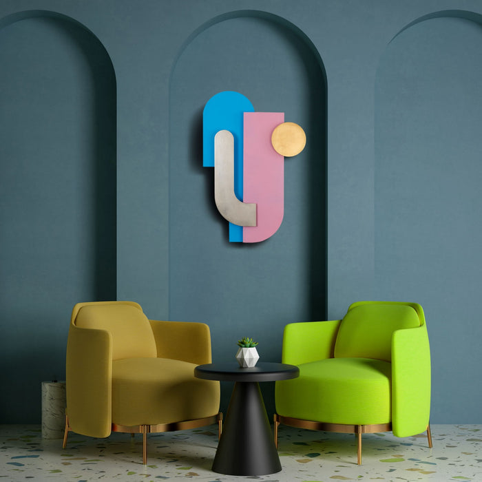 Varaluz 425WA91 Wall Art, Blue / Pink / Silver and Gold Leaf