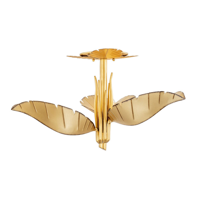 Varaluz 901S03GO Three Light Semi-Flush Mount, Gold/Dark Edging