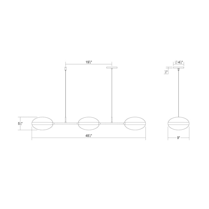 Sonneman 3613.25 LED Linear Pendant, Satin Black