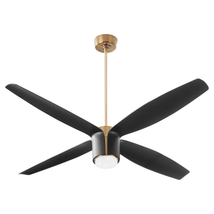 Oxygen 3-116-4015 60" Ceiling Fan, Aged Brass W/ Black Blades