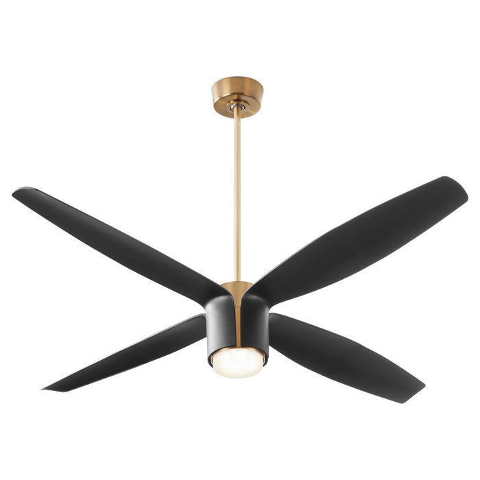 Oxygen 3-116-4015 60" Ceiling Fan, Aged Brass W/ Black Blades