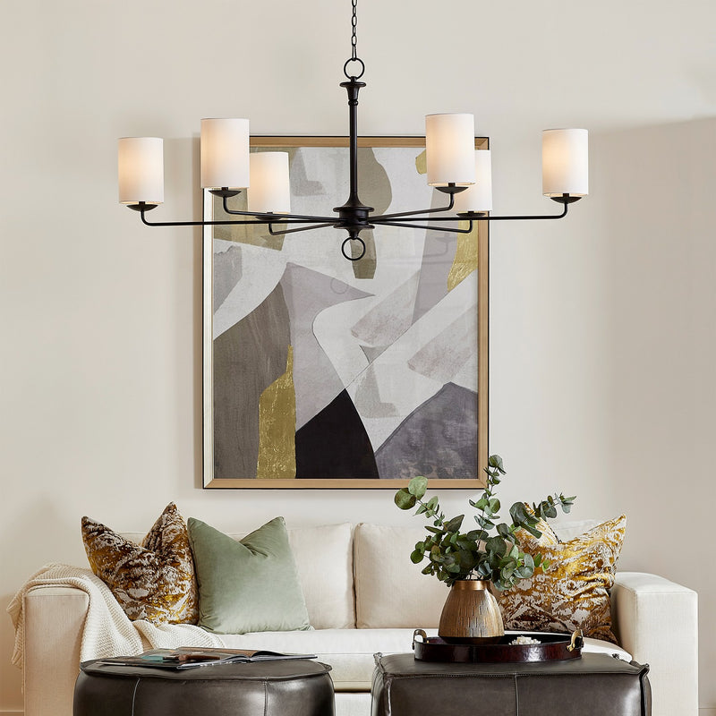 Cyan 11433 Six Light Chandelier, Black