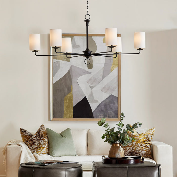 Cyan 11433 Six Light Chandelier, Black