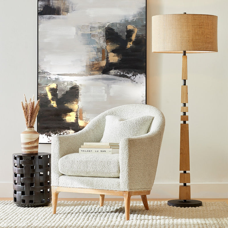 Cyan 11454 One Light Floor Lamp, Tan And Black