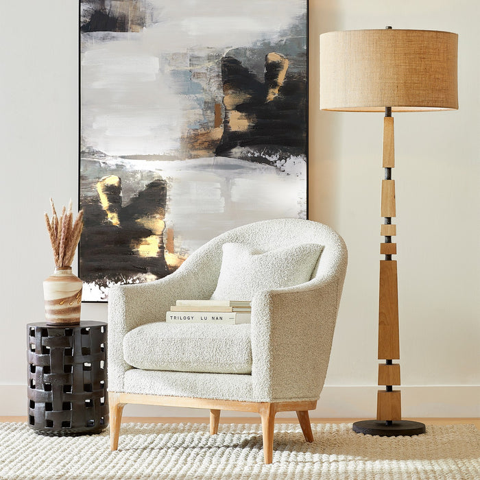Cyan 11454 One Light Floor Lamp, Tan And Black