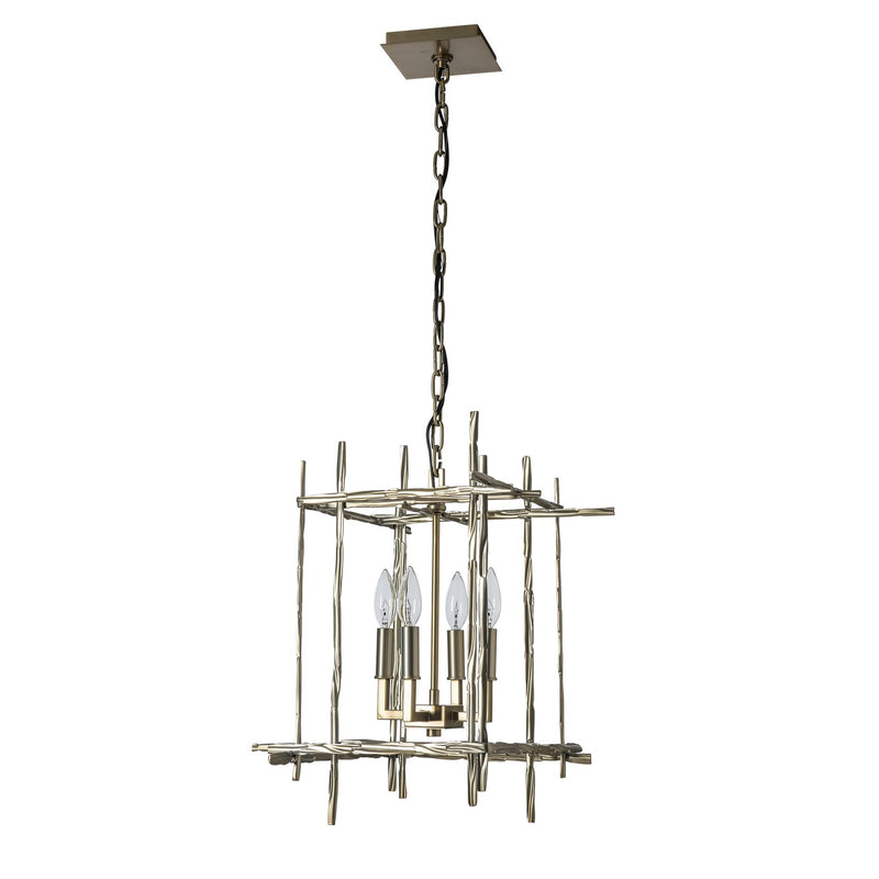 Hubbardton Forge 101315-SKT-86 Four Light Chandelier, Modern Brass