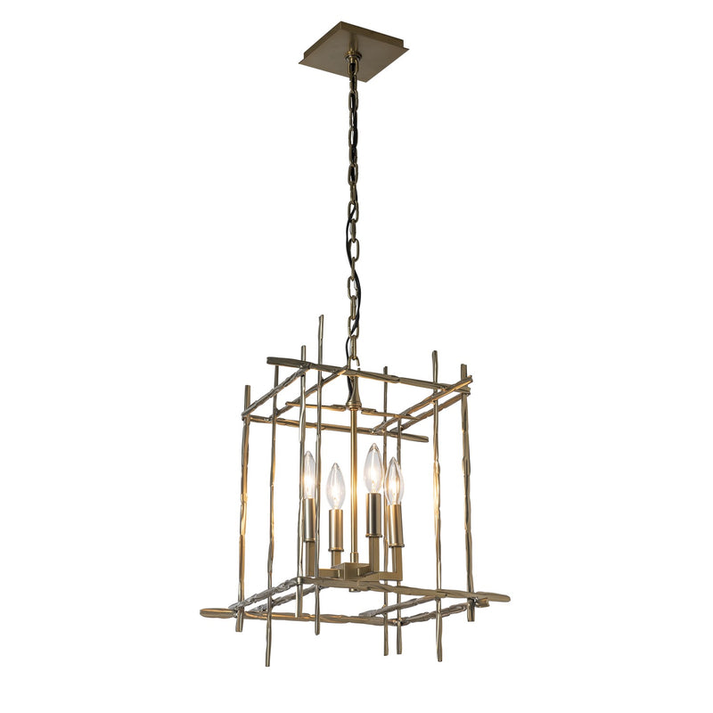 Hubbardton Forge 101315-SKT-86 Four Light Chandelier, Modern Brass