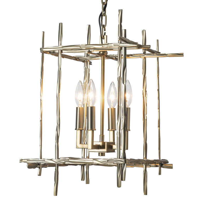 Hubbardton Forge 101315-SKT-86 Four Light Chandelier, Modern Brass
