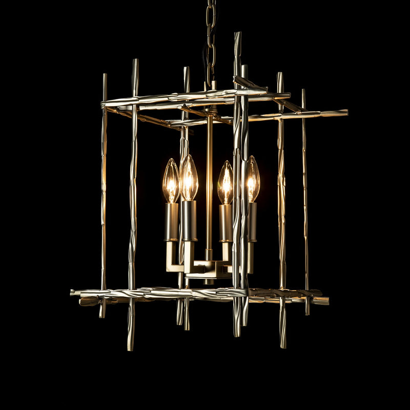 Hubbardton Forge 101315-SKT-86 Four Light Chandelier, Modern Brass