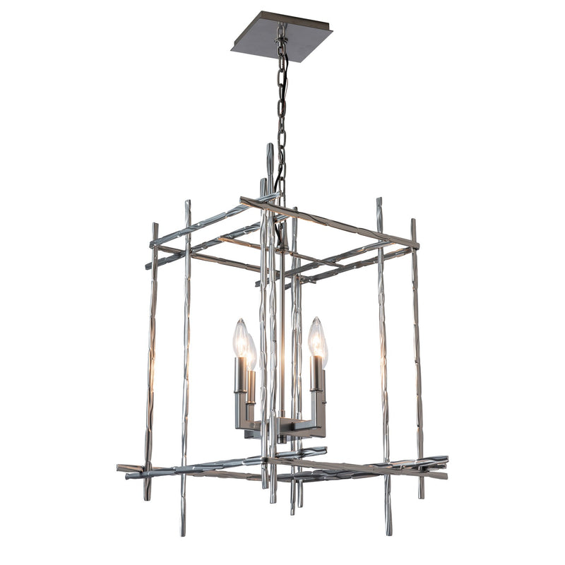 Hubbardton Forge 101316-SKT-85 Four Light Chandelier, Sterling
