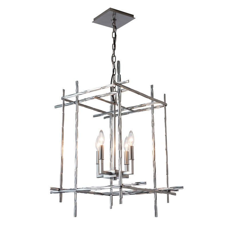 Hubbardton Forge 101316-SKT-85 Four Light Chandelier, Sterling