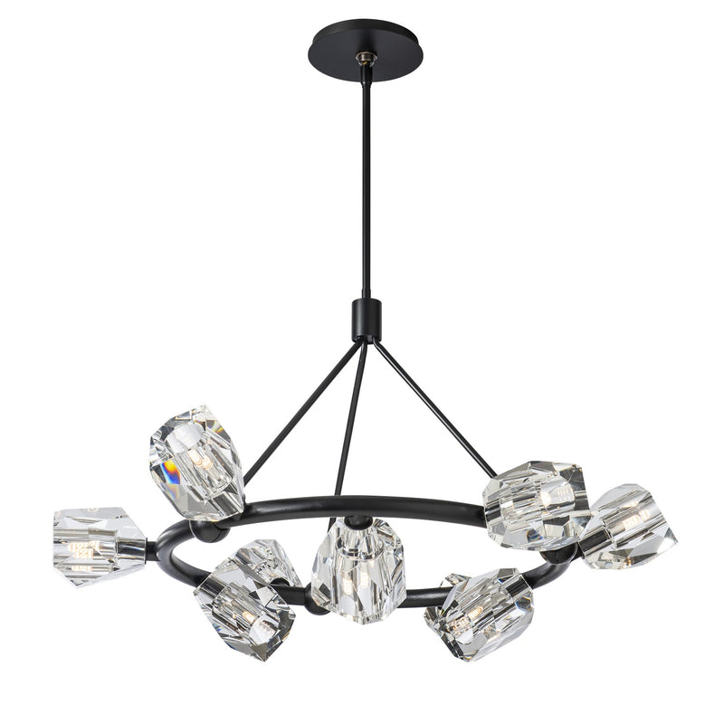 Hubbardton Forge 131067-SKT-MULT-10-CR Nine Light Pendant, Black