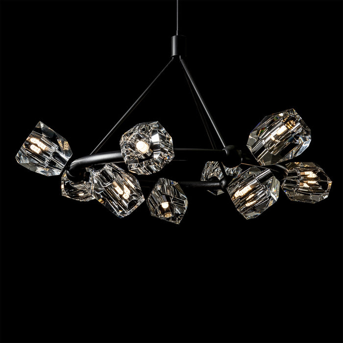 Hubbardton Forge 131067-SKT-MULT-10-CR Nine Light Pendant, Black