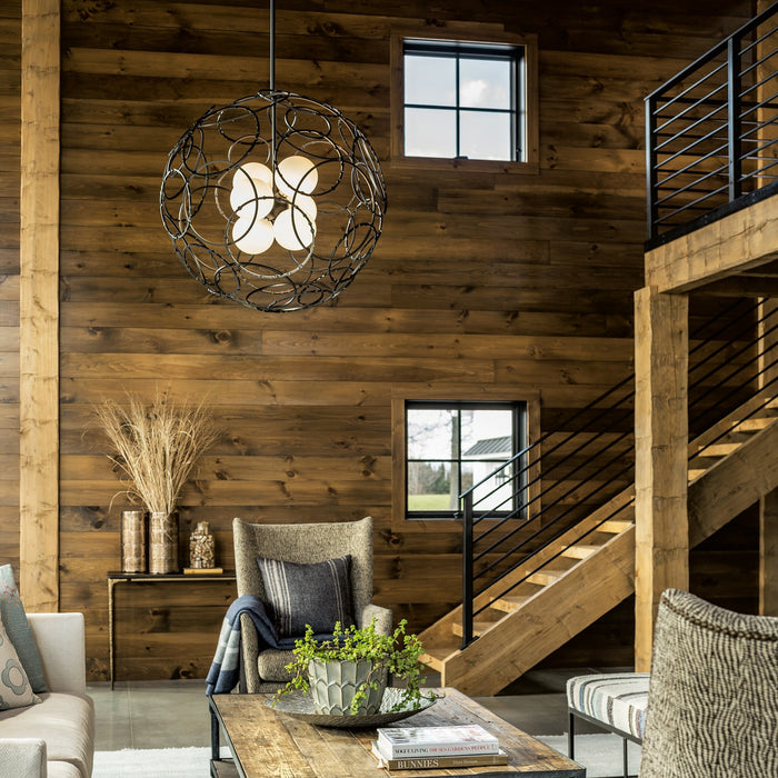 Hubbardton Forge 131602-SKT-MULT-10-GG0677 Six Light Pendant, Black