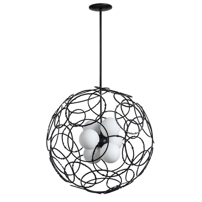 Hubbardton Forge 131602-SKT-MULT-10-GG0677 Six Light Pendant, Black
