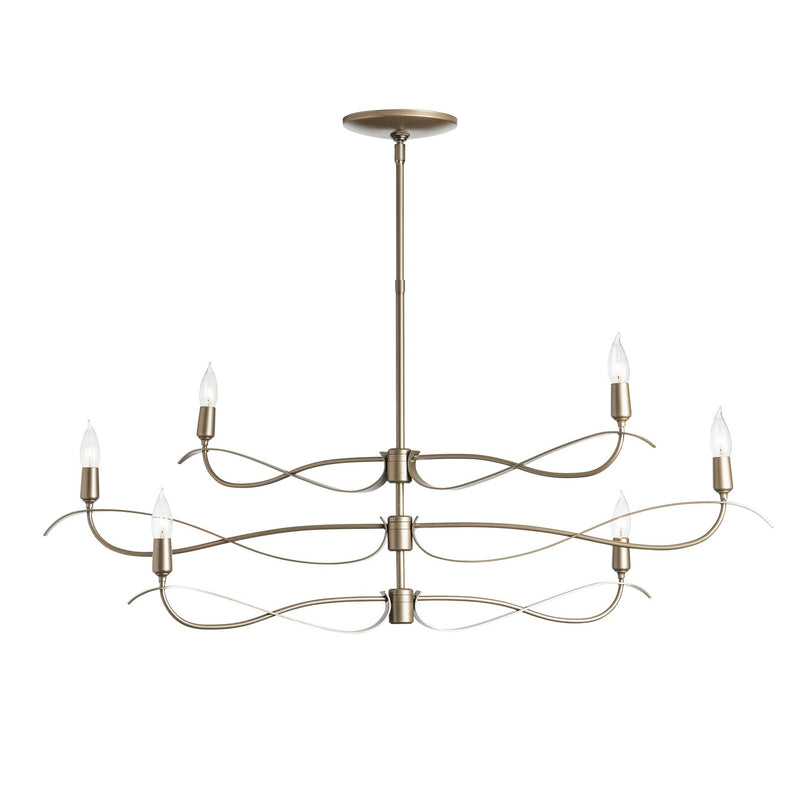 Hubbardton Forge 136350-SKT-MULT-82 Six Light Chandelier, Vintage Platinum