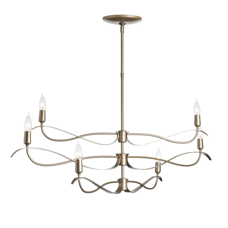 Hubbardton Forge 136350-SKT-MULT-82 Six Light Chandelier, Vintage Platinum