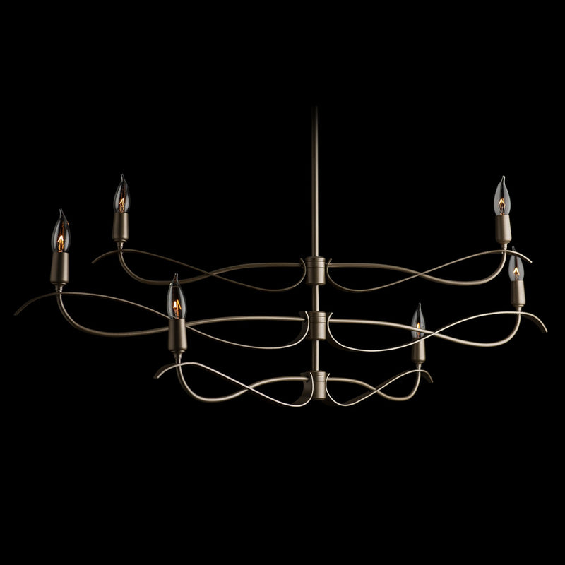 Hubbardton Forge 136350-SKT-MULT-82 Six Light Chandelier, Vintage Platinum