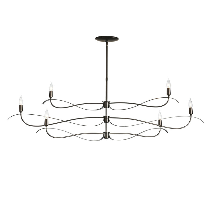 Hubbardton Forge 136352-SKT-MULT-07 Six Light Chandelier, Dark Smoke