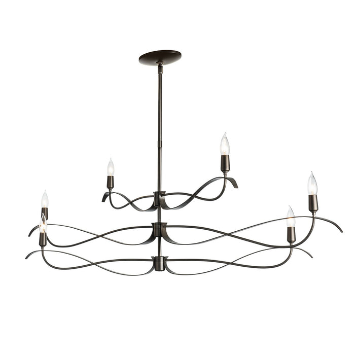 Hubbardton Forge 136352-SKT-MULT-07 Six Light Chandelier, Dark Smoke