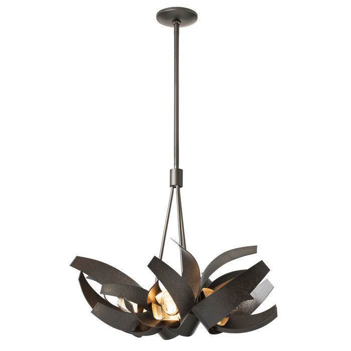 Hubbardton Forge 136502-SKT-MULT-07-BR-YE0352 Six Light Pendant, Dark Smoke