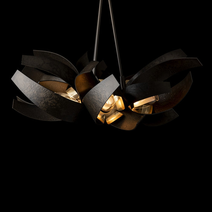 Hubbardton Forge 136502-SKT-MULT-07-BR-YE0352 Six Light Pendant, Dark Smoke