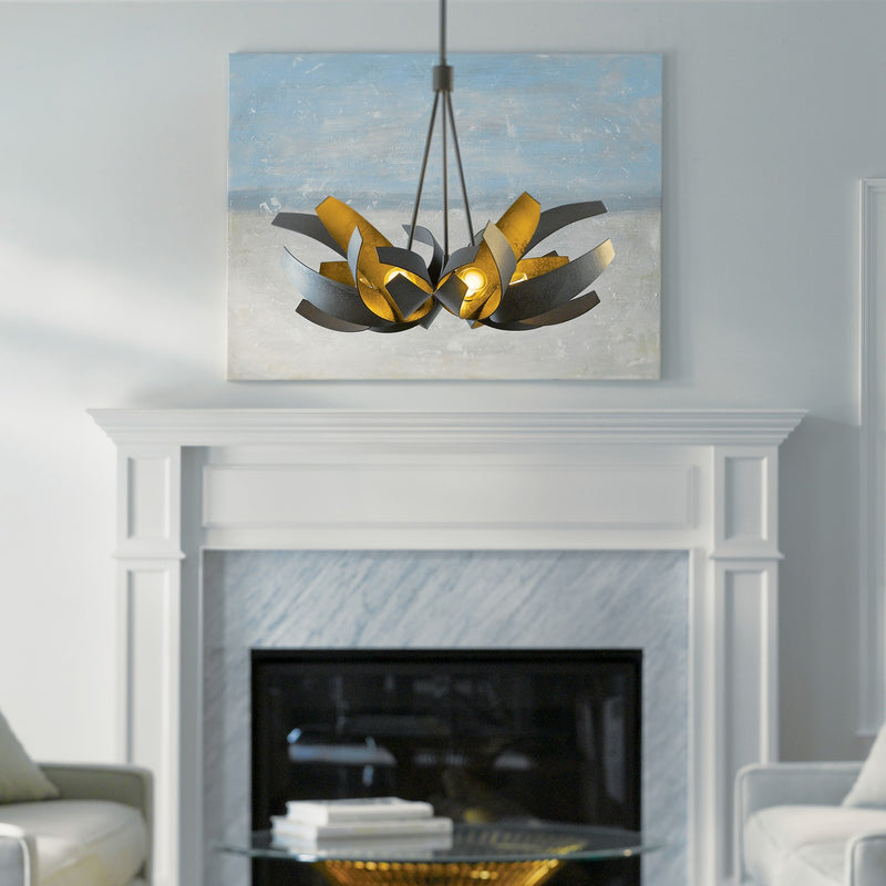 Hubbardton Forge 136505-SKT-MULT-07-YE0377 Six Light Pendant, Dark Smoke