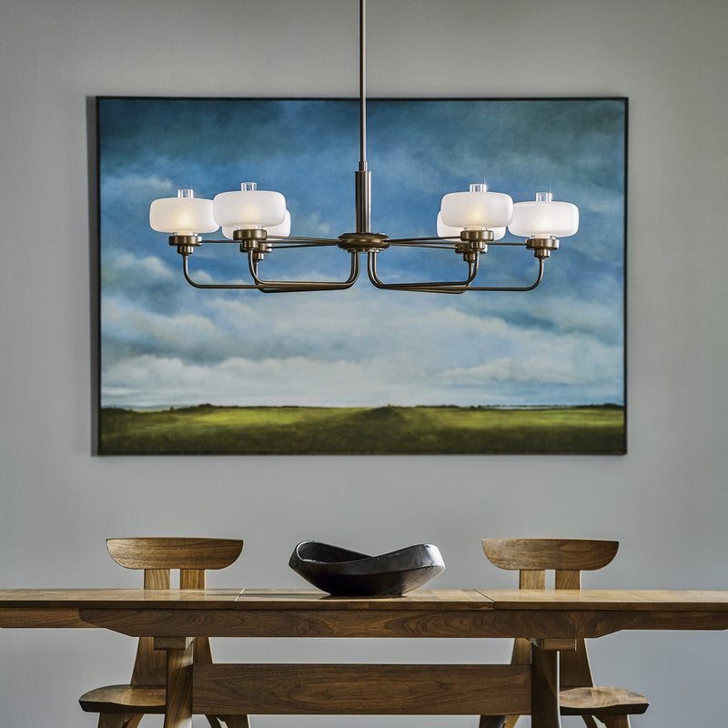 Hubbardton Forge 137840-SKT-MULT-05-WC0593 Six Light Pendant, Bronze