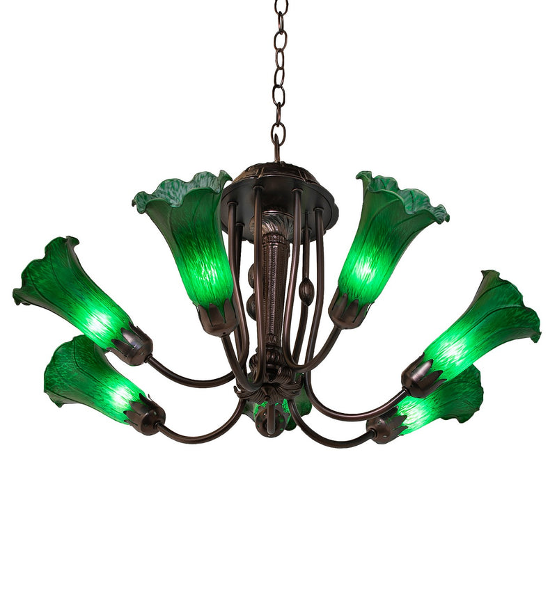 Meyda Tiffany 251578 Seven Light Chandelier, Green,Mahogany Bronze
