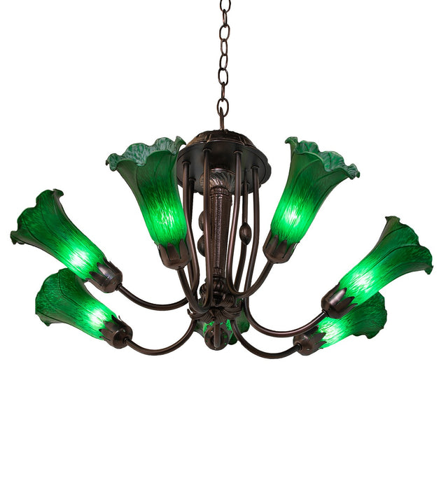 Meyda Tiffany 251578 Seven Light Chandelier, Green,Mahogany Bronze