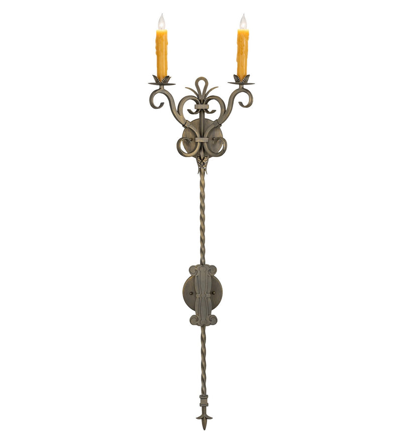 Meyda Tiffany 255162 Two Light Wall Sconce, Antique Brass