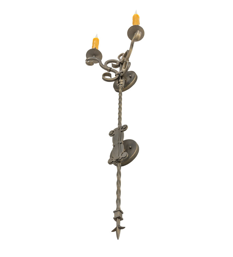 Meyda Tiffany 255162 Two Light Wall Sconce, Antique Brass